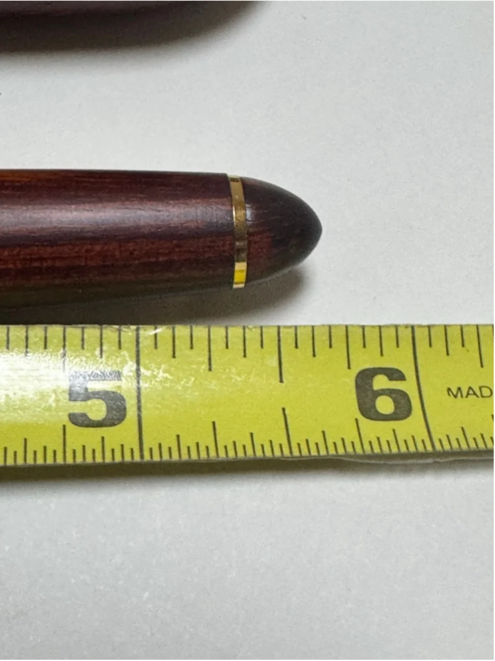 Carved Rose Wood Ballpoint Pen Gold Band Greek Key Design With Wooden Case
